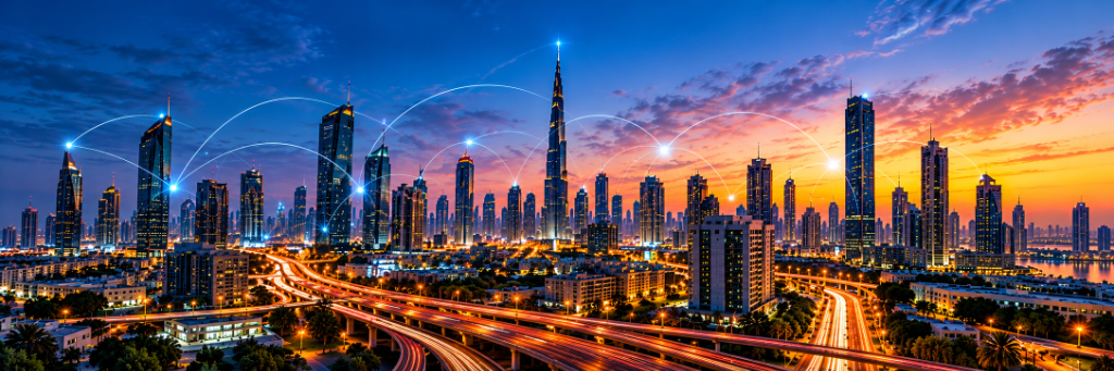 Illuminated smart connected city infrastructure and digital network mesh